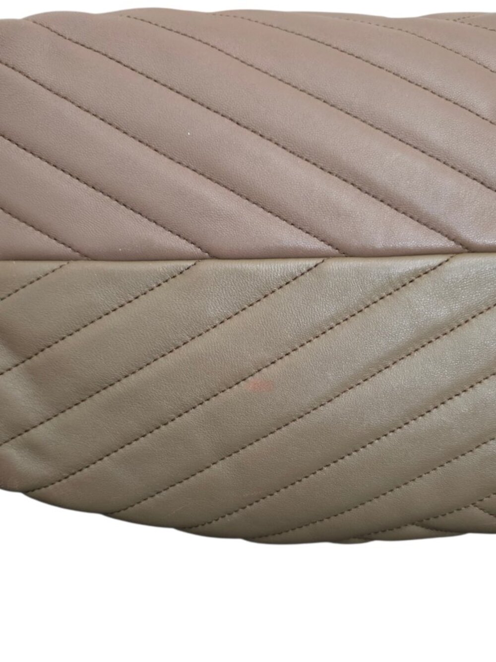Tory Burch Kira Chevron Tote Bag Taupe Beige Leather Quilted Chain - Picture 12 of 12